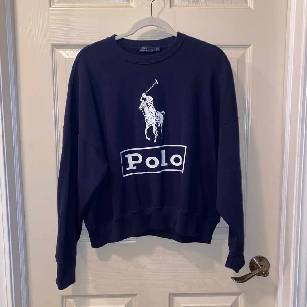 navy polo crew neck sweatshirt